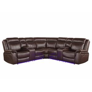 Levin Cocoa Brown Faux Leather 3-Piece Power Reclining Sectional