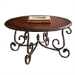 Crowley Cherry Wood Coffee Table with Scrolling Metal Base