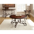 Crowley Cherry Wood Coffee Table with Scrolling Metal Base