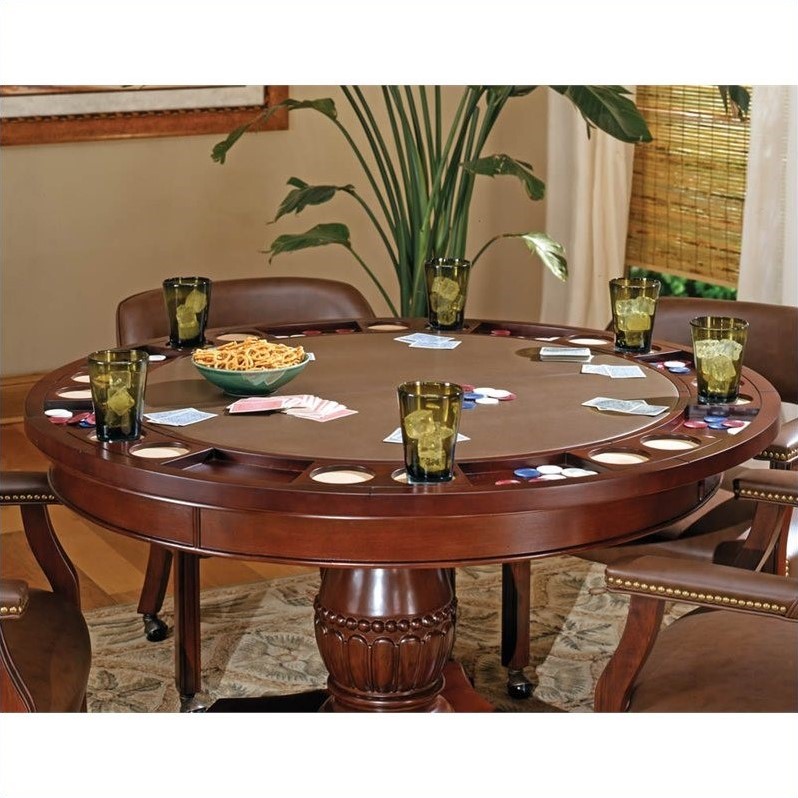 Steve Silver Company Tournament Brown Top Poker Table in Cherry