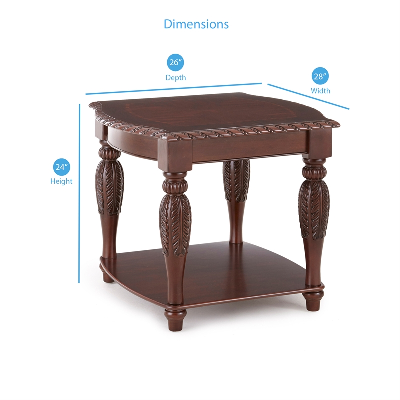 Steve Silver Company Antoinette Solid Wood End Table in Warm Brown Cherry