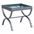 Emerson 3 Piece Coffee and End Table Set in Nickel metal finish and glass top