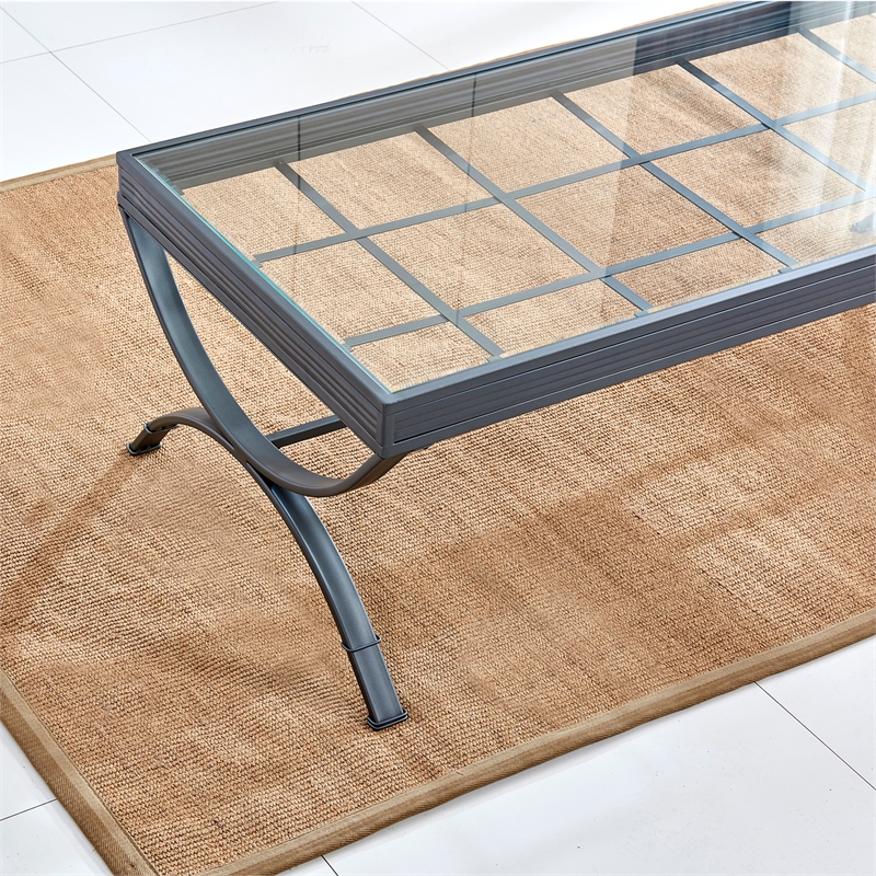 Emerson 3 Piece Coffee and End Table Set in Nickel metal finish and glass top