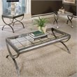 Emerson 3 Piece Coffee and End Table Set in Nickel metal finish and glass top