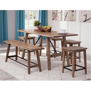 tahoe solid natural acacia wood 6-piece counter height dining set