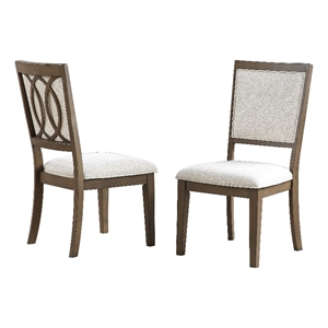 Bordeaux Toffee Brown Wood Side Chair with Cream Upholstery