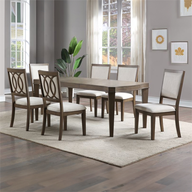 Bordeaux Toffee Brown Wood 7-piece Dining Set