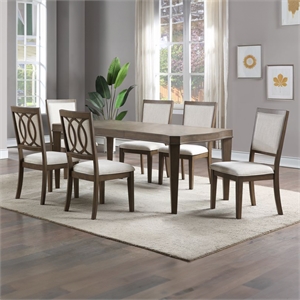 Bordeaux Toffee Brown Wood 7-piece Dining Set