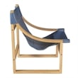 Lima Cobalt Blue Top Grain Leather and Solid Wood Sling Chair