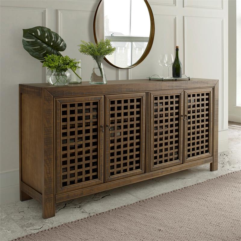 Rio 4-door Antique Mocha Brown 70-inch Wood Accent Cabinet