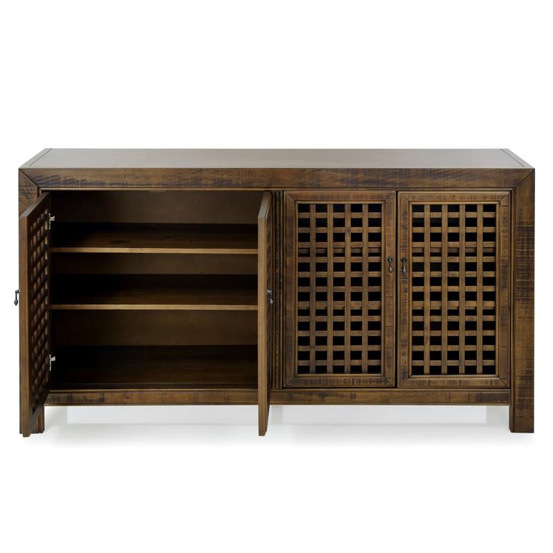Rio 4-door Antique Mocha Brown 70-inch Wood Accent Cabinet