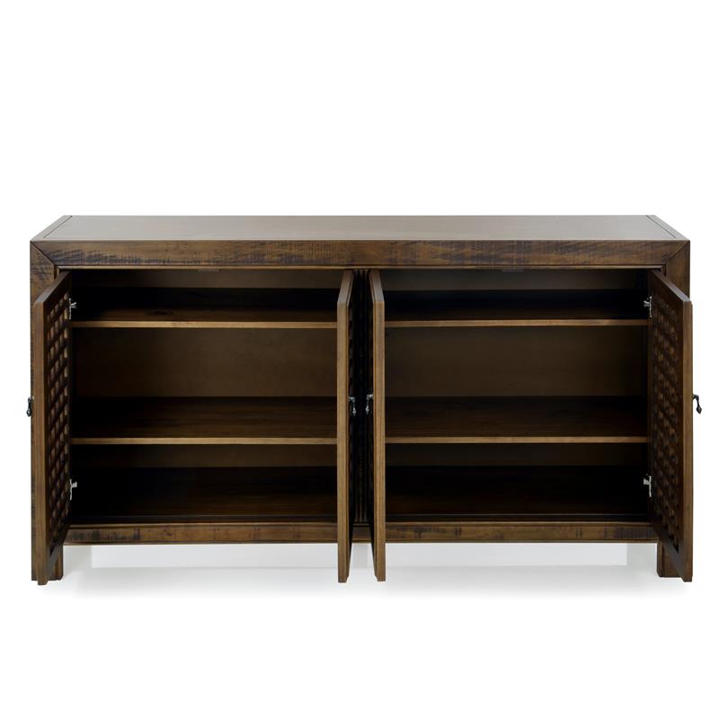 Rio 4-door Antique Mocha Brown 70-inch Wood Accent Cabinet