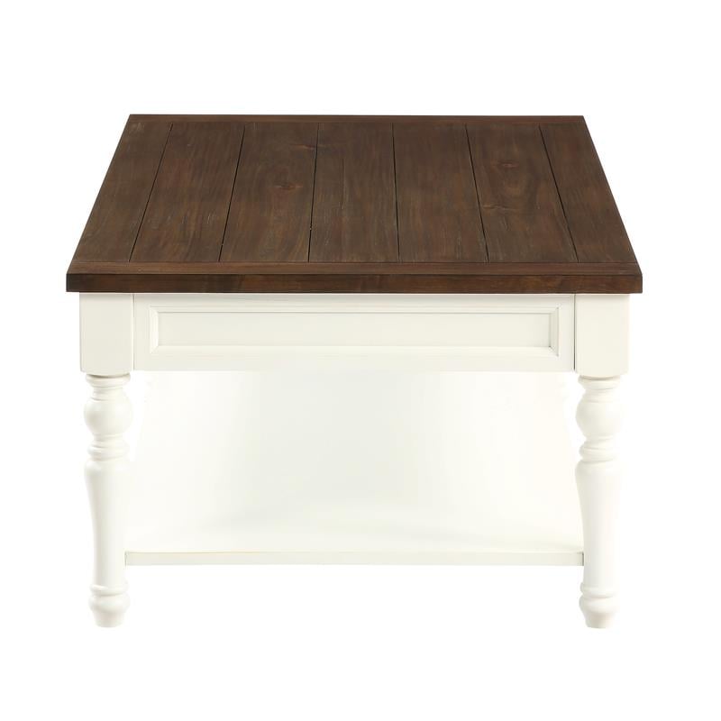 Joanna Farmhouse Two-tone Ivory and Mocha Wood End Table