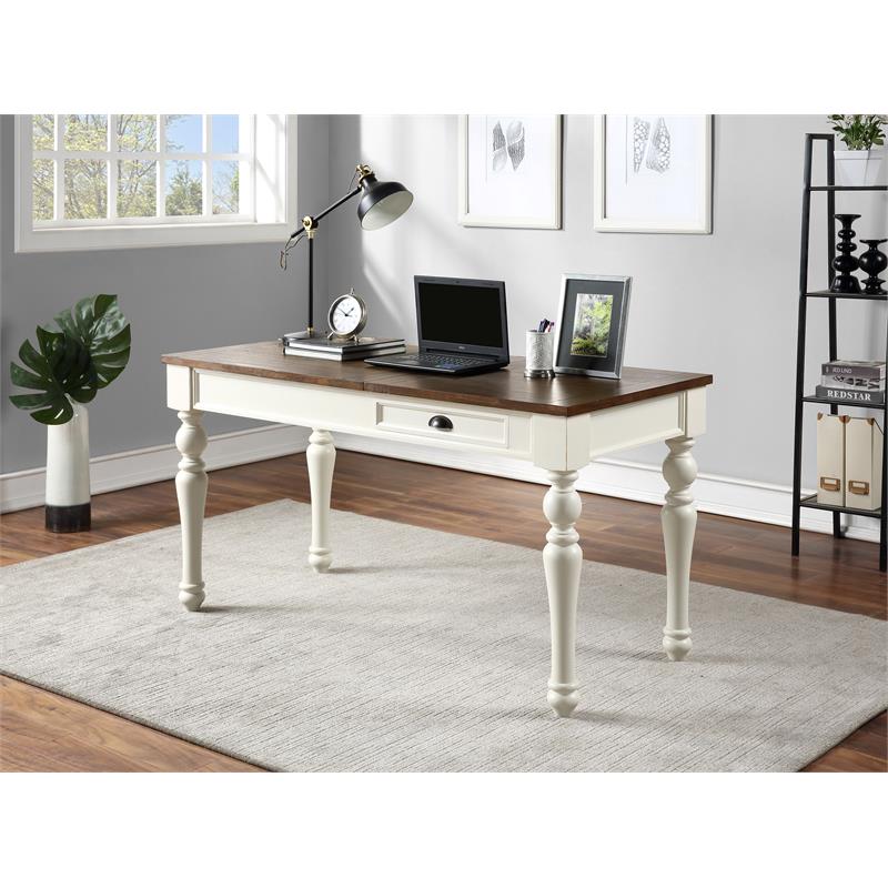 Joanna Farmhouse Two-tone Ivory and Mocha Wood Lift-top Home Office Desk
