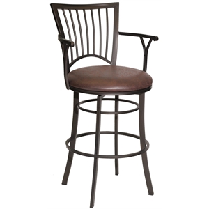 bayview metal swivel bar stool with coach brown microsuede seat