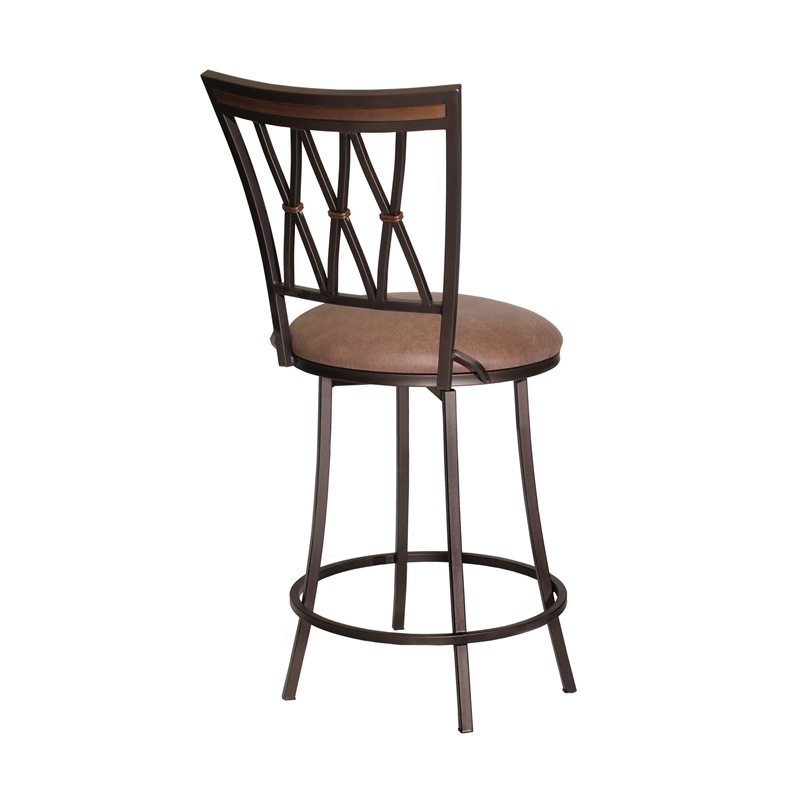 Sedona Swivel Metal Counter Stool with Camel Brown Microsuede Seat