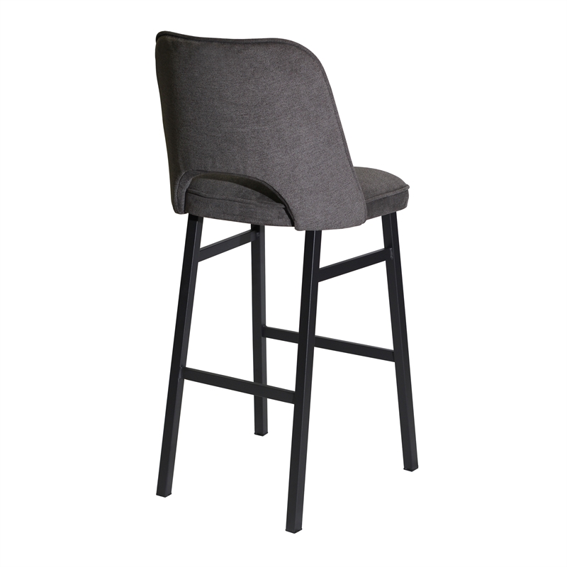 Sarah Commercial Grade Metal Barstool with Charcoal Fabric Seat
