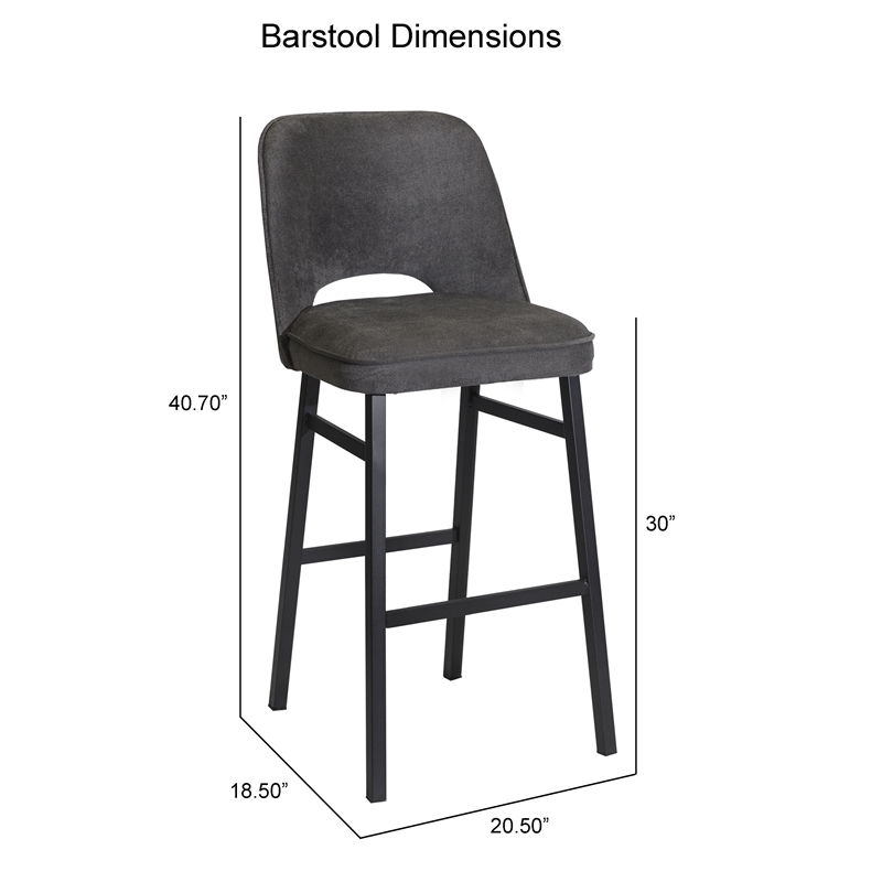 Sarah Commercial Grade Metal Barstool with Charcoal Fabric Seat