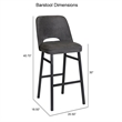 Sarah Commercial Grade Metal Barstool with Charcoal Fabric Seat