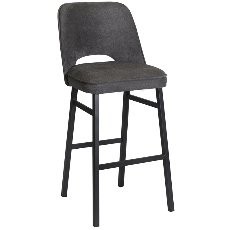 Sarah Commercial Grade Metal Barstool with Charcoal Fabric Seat