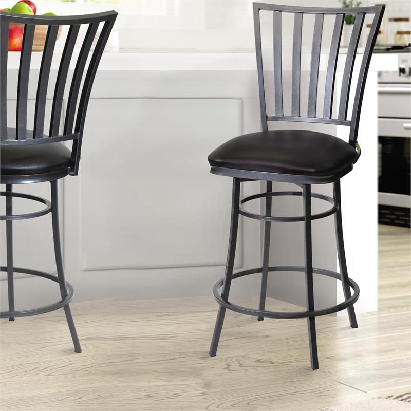 Stellan Commercial Grade Black Metal Swivel Counter Stool