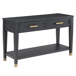 Yves Rubbed Charcoal Wood 2-drawer Sofa Table