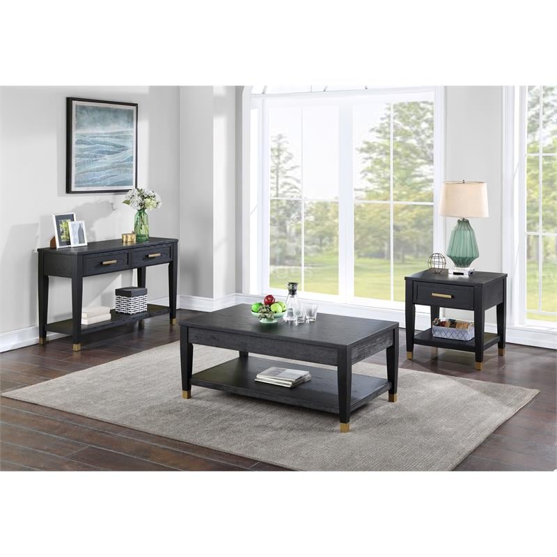 Yves Rubbed Charcoal Wood 3-piece Occasional Set