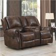 Navarro  Saddle Brown Faux Leather Reclining Console Loveseat