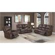 Navarro  Saddle Brown Faux Leather Reclining Console Loveseat