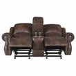 Navarro  Saddle Brown Faux Leather Reclining Console Loveseat