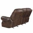 Navarro  Saddle Brown Faux Leather Reclining Console Loveseat