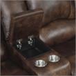 Navarro  Saddle Brown Faux Leather Reclining Console Loveseat