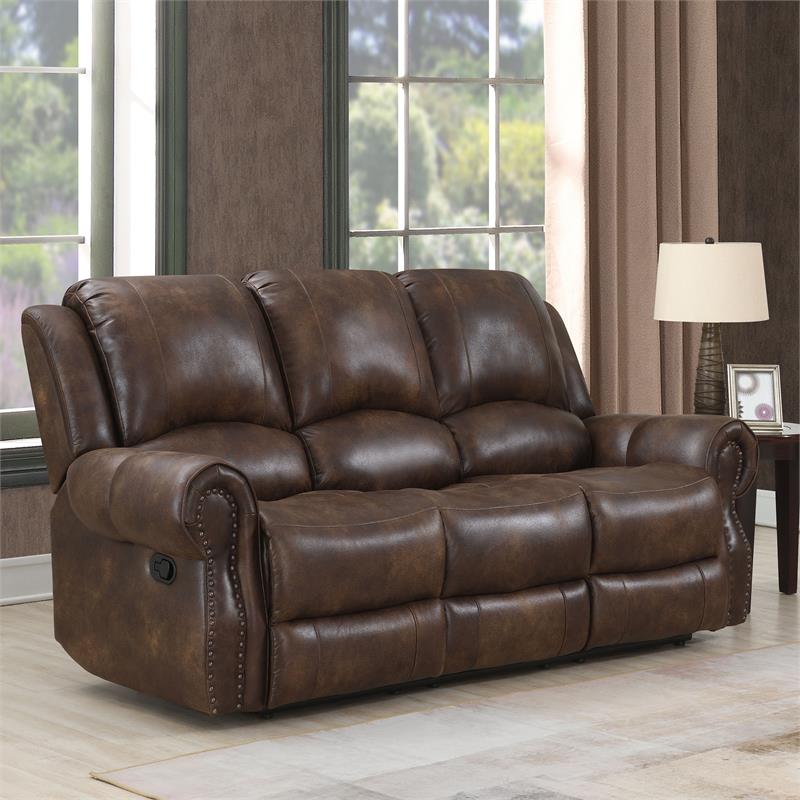 Navarro  Saddle Brown Faux Leather 3-piece Motion Set