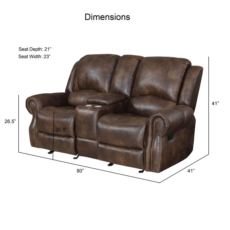 Navarro  Saddle Brown Faux Leather 3-piece Motion Set
