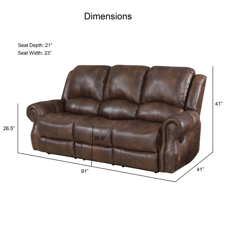 Navarro  Saddle Brown Faux Leather 3-piece Motion Set