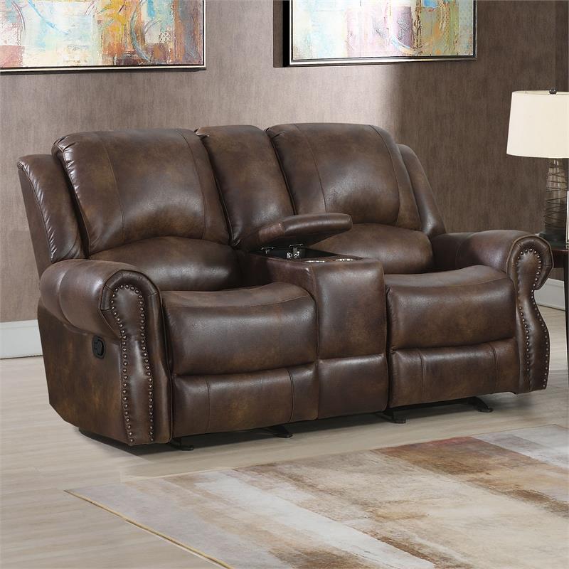 Navarro  Saddle Brown Faux Leather 3-piece Motion Set