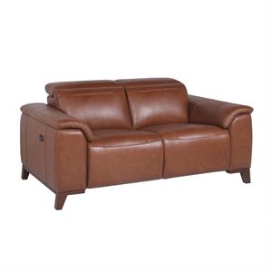 bergamo coach brown top grain leather power reclining loveseat