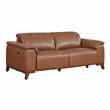 Bergamo Top Grain Leather Power Reclining Sofa in Brown/Mocha Legs