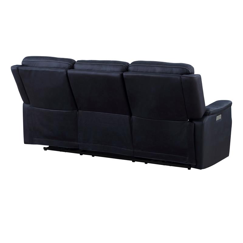 Valencia Ocean Blue Faux Leather Dual Power Reclining Sofa