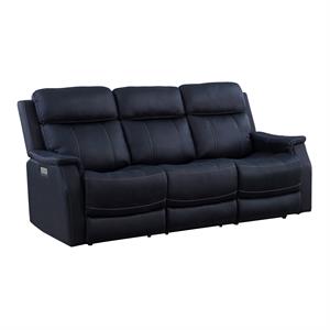 valencia ocean blue faux leather dual power reclining sofa