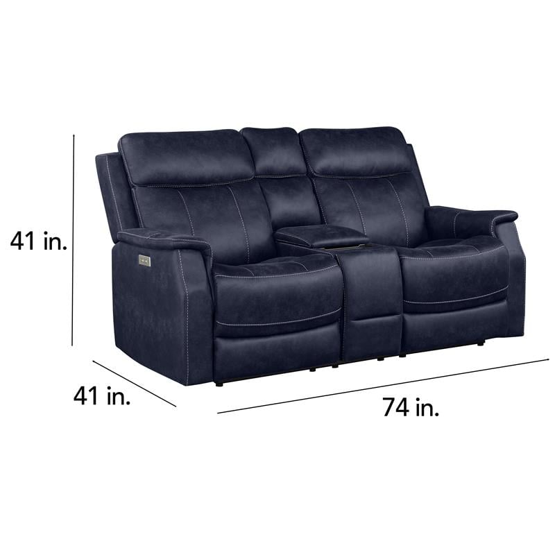 Valencia Ocean Blue Faux Leather 3-piece Dual Power Reclining Set