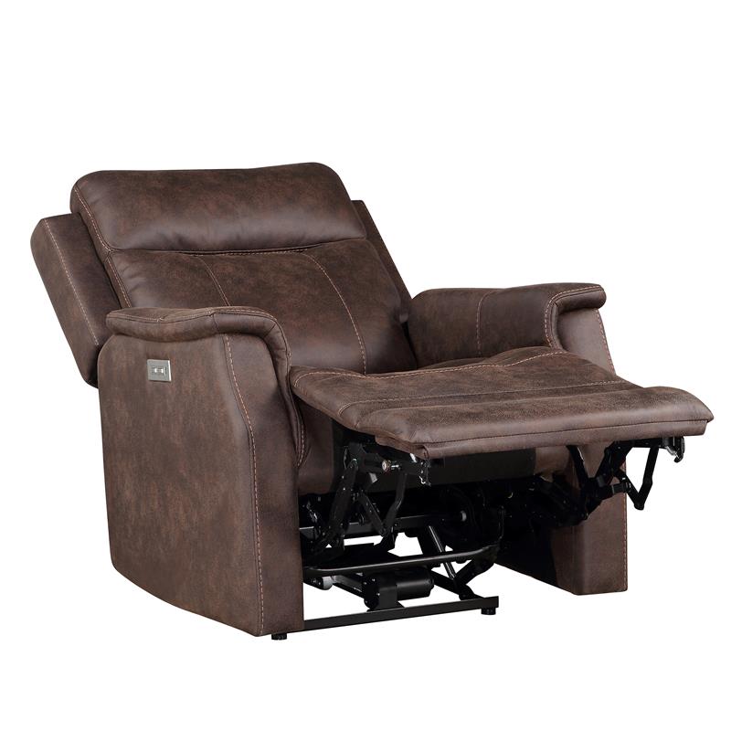 Valencia Walnut Brown Faux Leather Dual Power Recliner