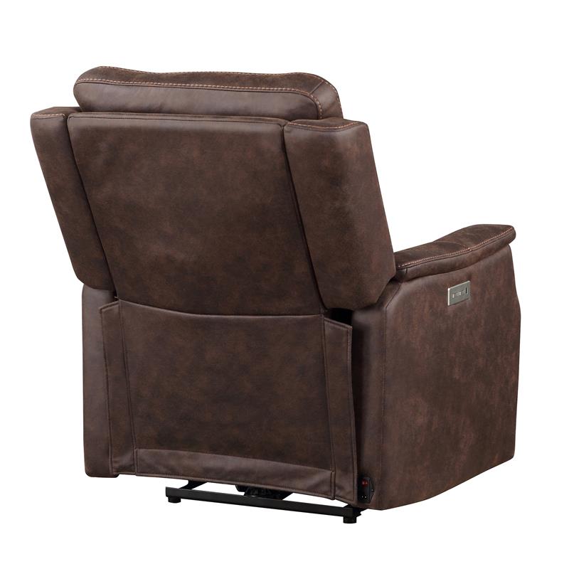 Valencia Walnut Brown Faux Leather Dual Power Recliner