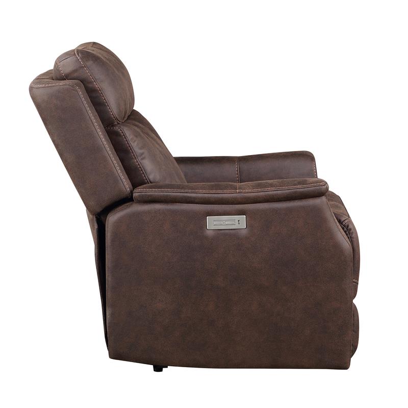 Valencia Walnut Brown Faux Leather Dual Power Recliner