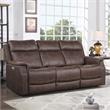 Valencia Walnut Brown Faux Leather Dual Power Reclining Sofa