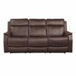 Valencia Walnut Brown Faux Leather Dual Power Reclining Sofa