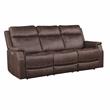 Valencia Walnut Brown Faux Leather Dual Power Reclining Sofa