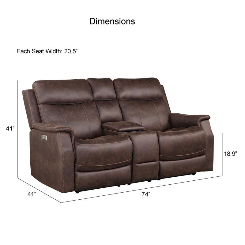Valencia Walnut Brown Faux Leather 3-piece Dual Power Reclining Set