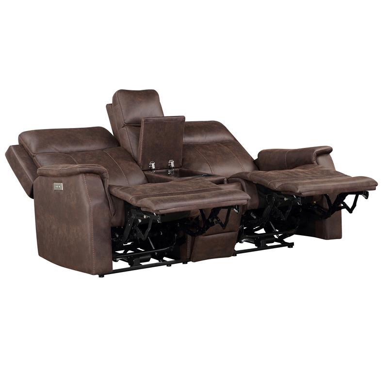 Valencia Walnut Brown Faux Leather 3-piece Dual Power Reclining Set