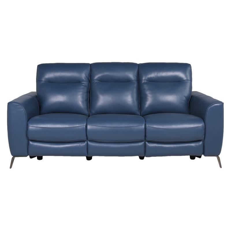 Sansa Ocean Blue Top Grain Leather Power Reclining Sofa
